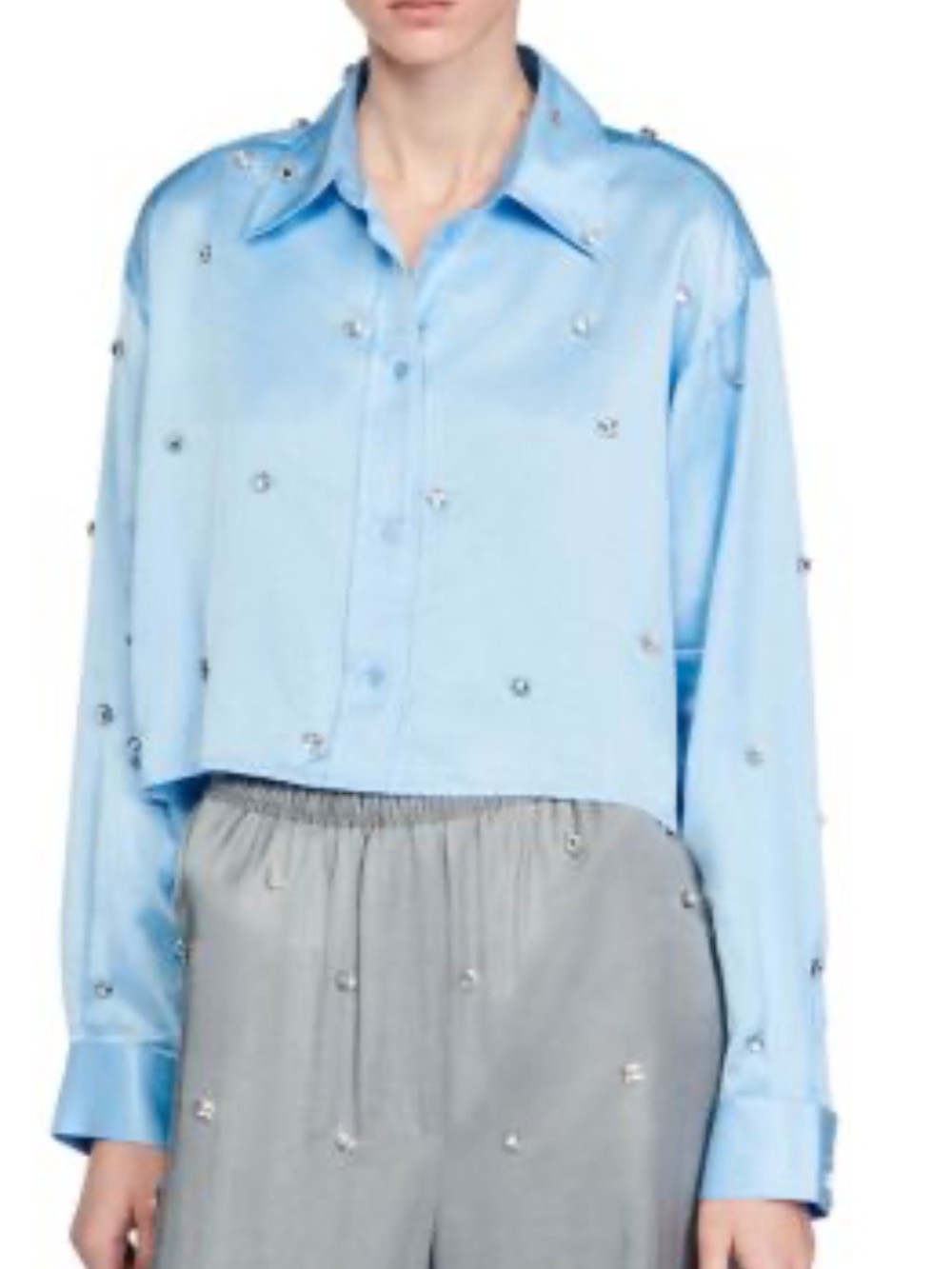 SANDRO  embellished button down  blouse - Picture 17 of 17